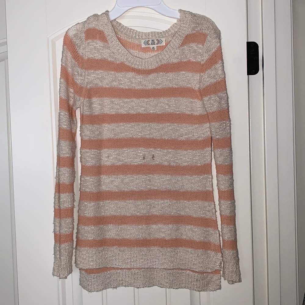 Pink Rose Coral and Beige sweater